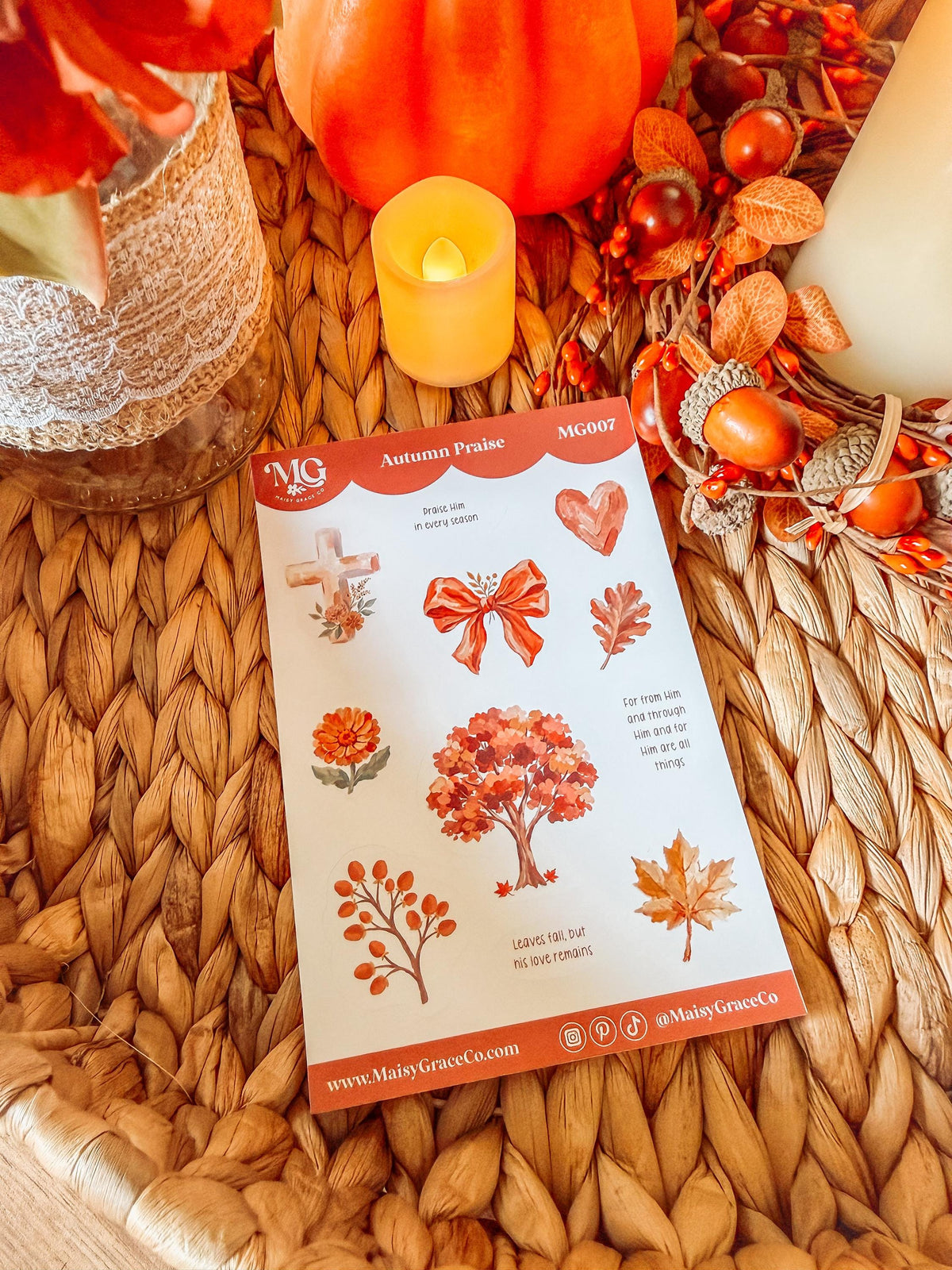 Autumn Praise Fall Faith Bible Journaling Stickers Sheet