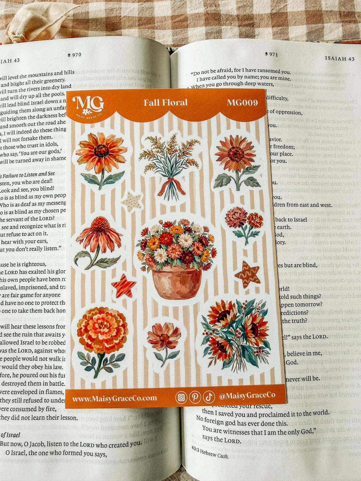 Set of 4 Autumn Fall Faith Bible Journaling Stickers Sheets