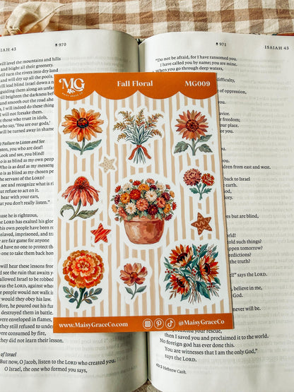 Set of 4 Autumn Fall Faith Bible Journaling Stickers Sheets