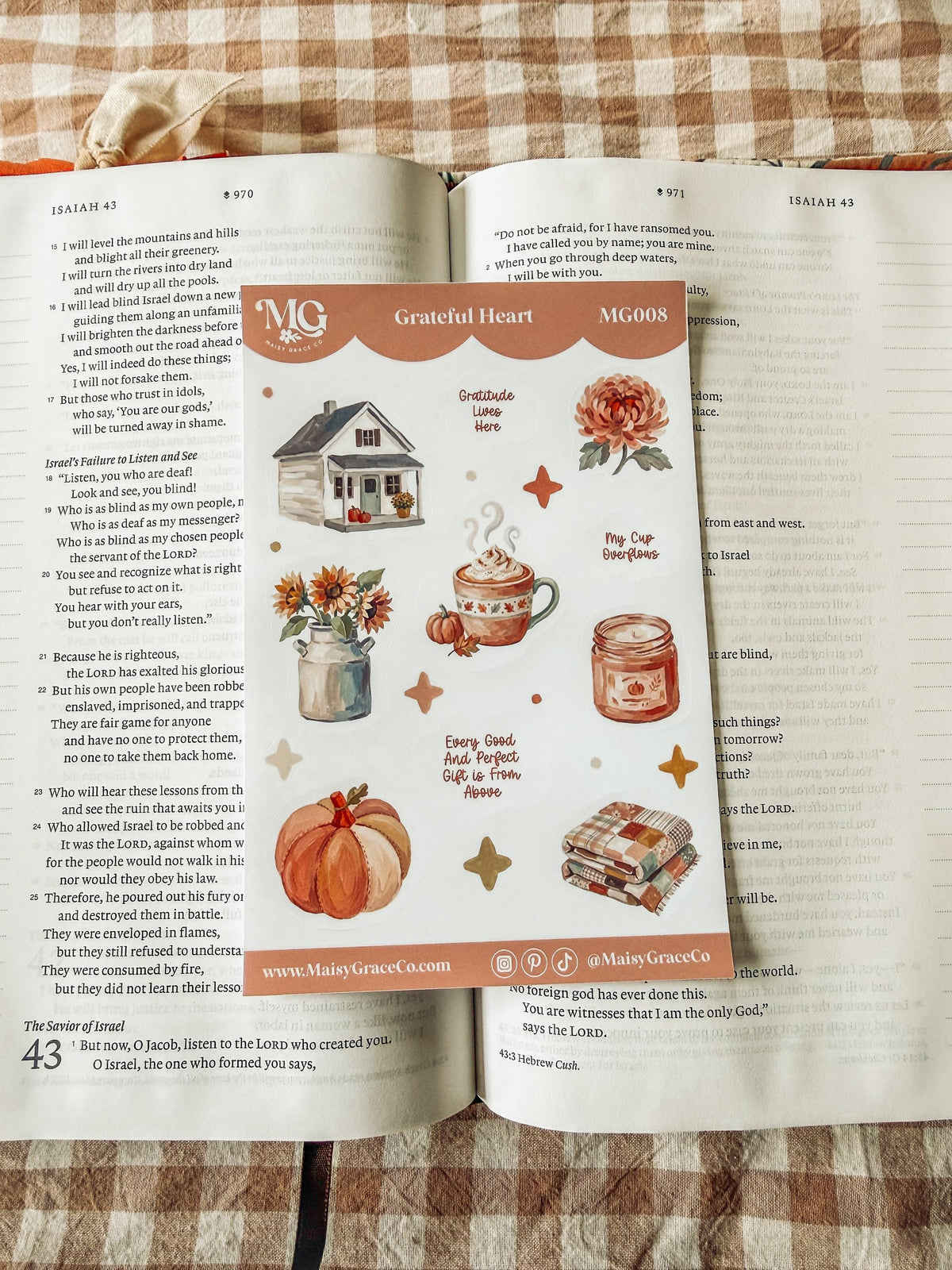 Set of 4 Autumn Fall Faith Bible Journaling Stickers Sheets