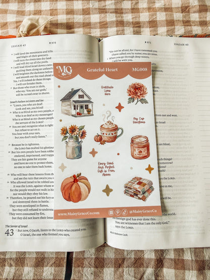 Set of 4 Autumn Fall Faith Bible Journaling Stickers Sheets