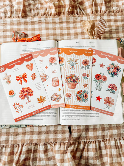 Set of 4 Autumn Fall Faith Bible Journaling Stickers Sheets