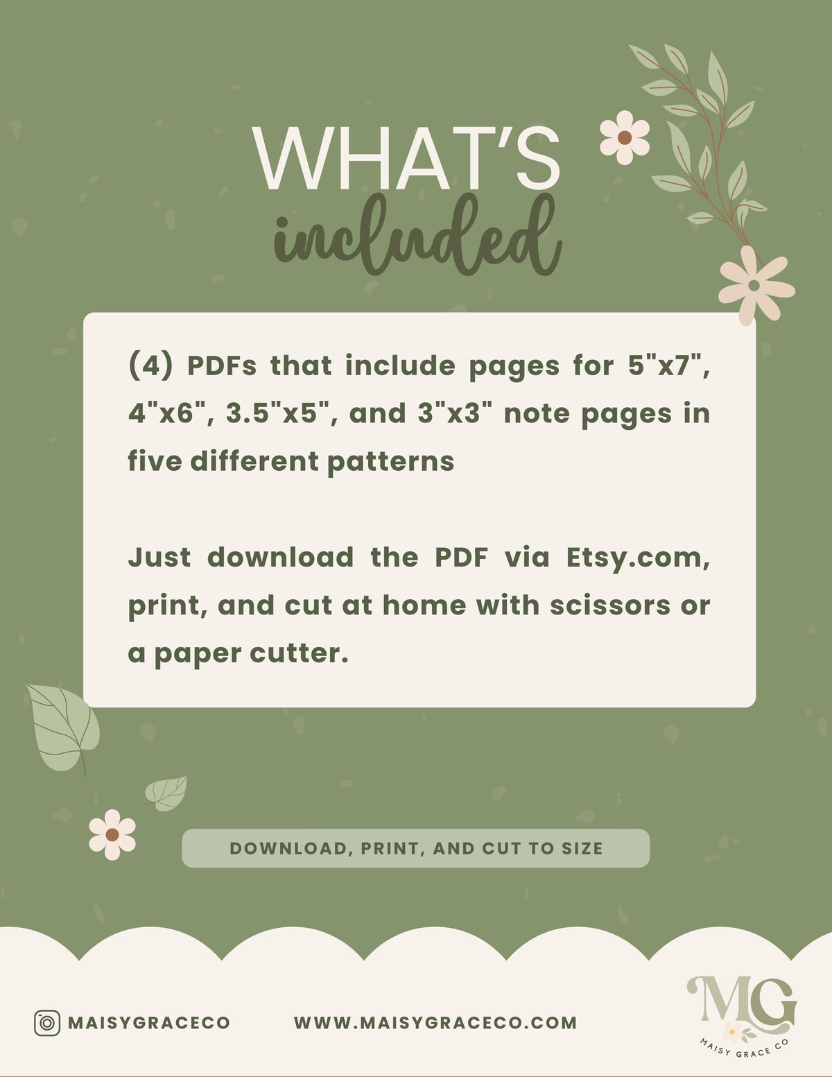 Printable Notepad Stationery Set: Fall Floral Boho Letter Writing Paper (Digital Download)