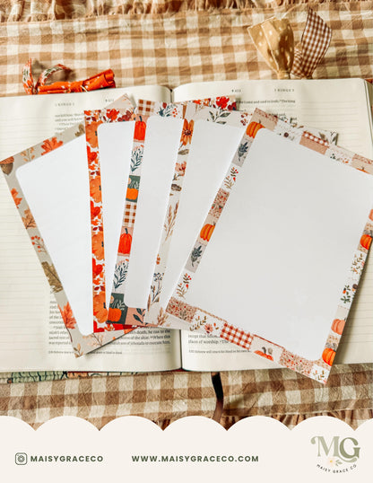 Printable Notepad Stationery Set: Fall Floral Boho Letter Writing Paper (Digital Download)