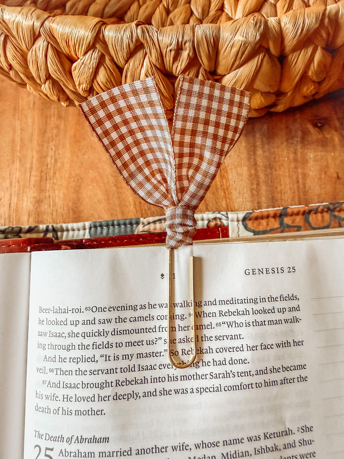 Boho Fall Floral and Gingham Paperclip Page Marker Bookmarks, Set of 2