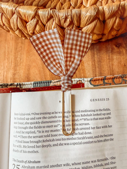 Boho Fall Floral and Gingham Paperclip Page Marker Bookmarks, Set of 2
