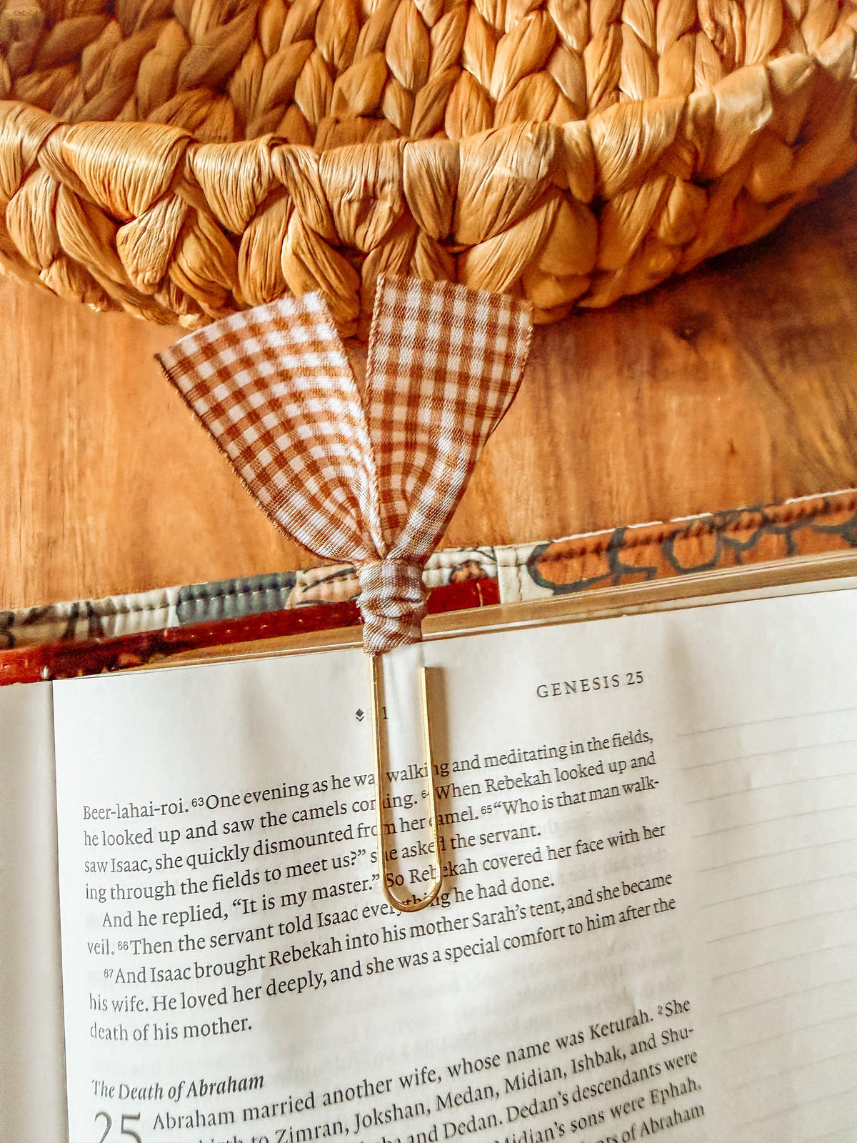 Boho Fall Floral and Gingham Paperclip Page Marker Bookmarks, Set of 2
