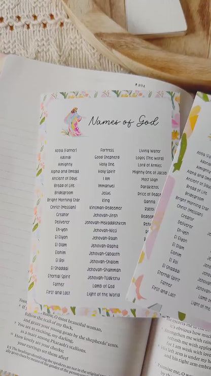 Names of God Grace Floral Printable Bible Tip-Ins Digital Download