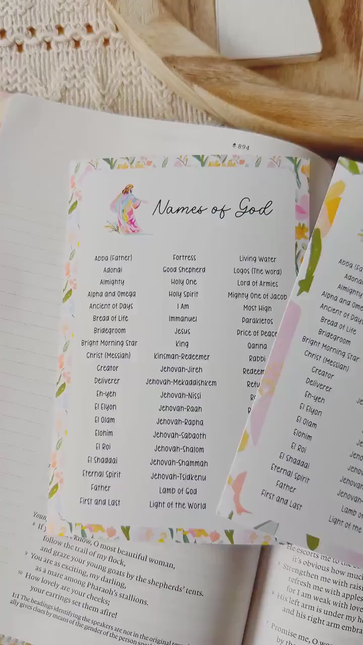 Names of God Grace Floral Printable Bible Tip-Ins Digital Download